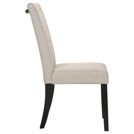 Malia Beige and Black Upholstered Solid Back Dining Side Chair, Set of 2 from Coaster - Luna Furniture
