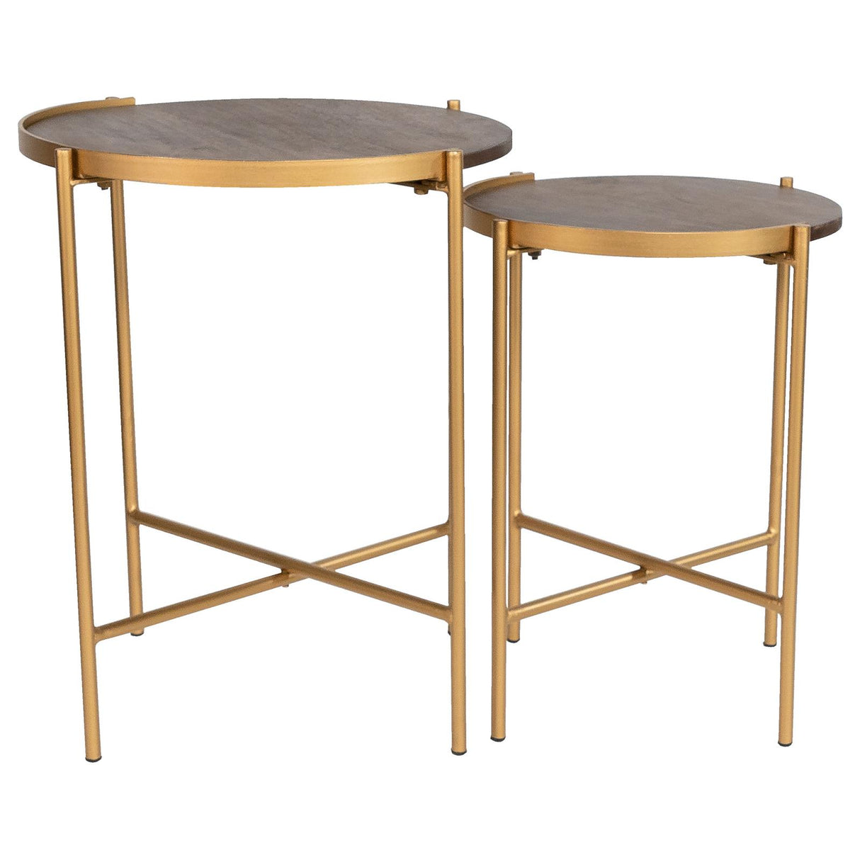 Malka Dark Brown and Gold 2-Piece Round Nesting Table from Coaster - Luna Furniture