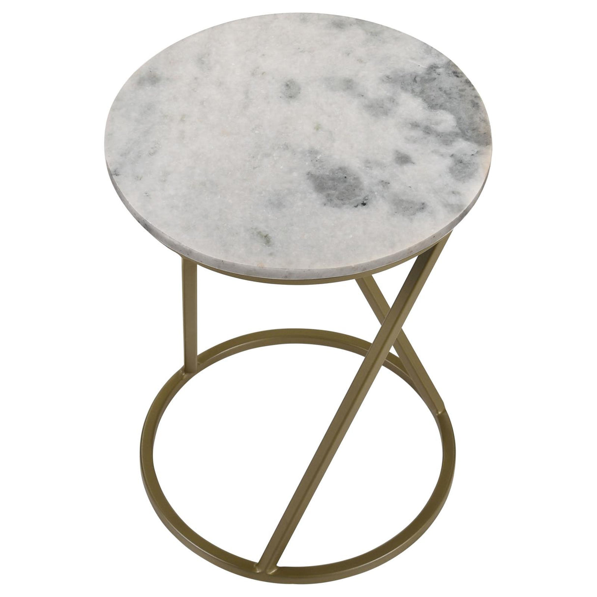 Malthe Round Accent Table with Marble Top White and Antique Gold - 959562 - Luna Furniture