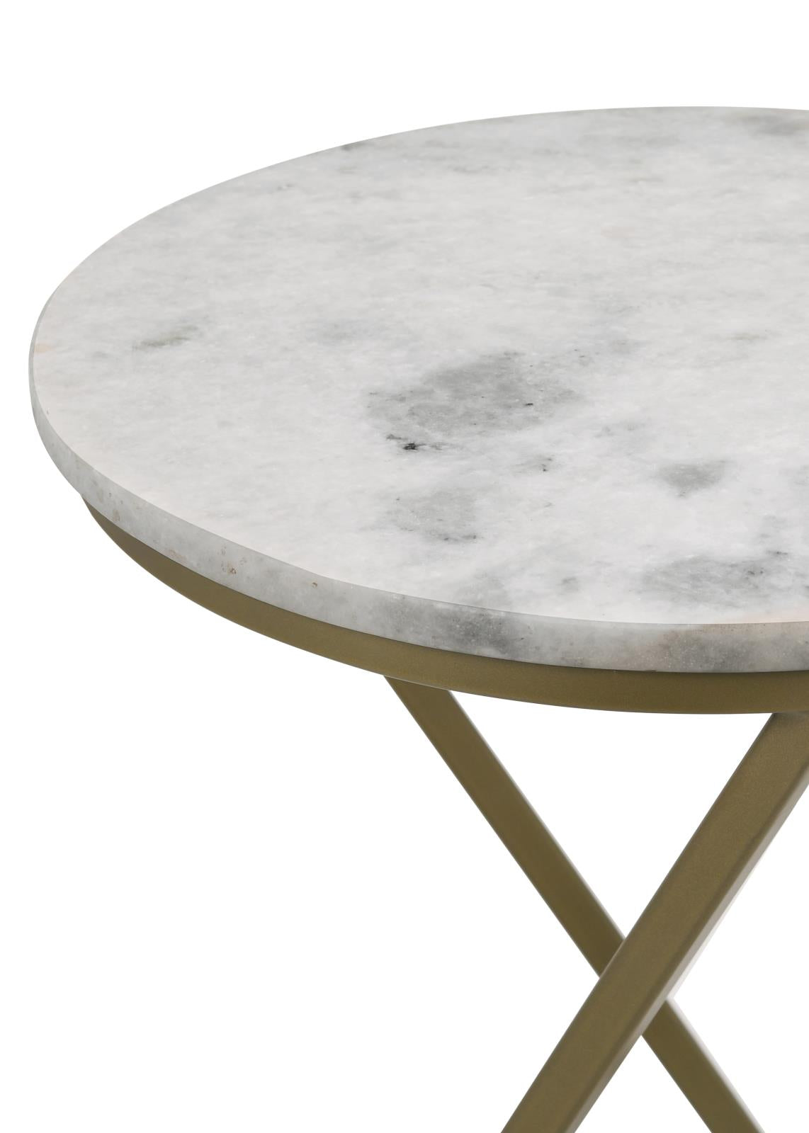 Malthe Round Accent Table with Marble Top White and Antique Gold - 959562 - Luna Furniture