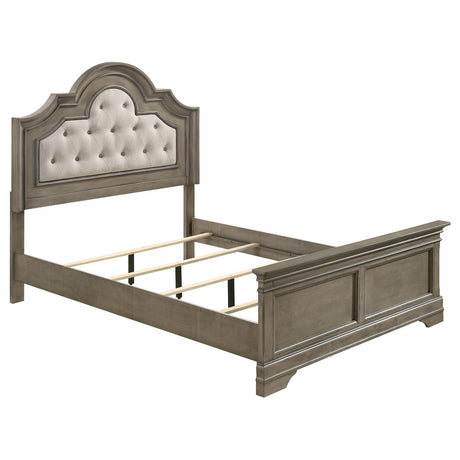 Manchester Bed with Upholstered Arched Headboard Beige and Wheat - 222891KE - Luna Furniture