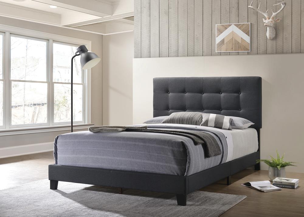 Mapes Charcoal Tufted Upholstered Eastern King Bed from Coaster - Luna Furniture
