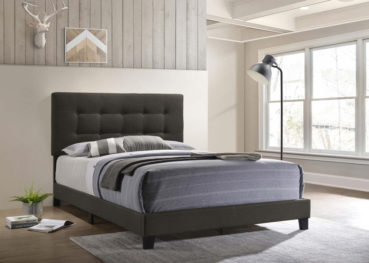 Mapes Charcoal Tufted Upholstered Eastern King Bed from Coaster - Luna Furniture