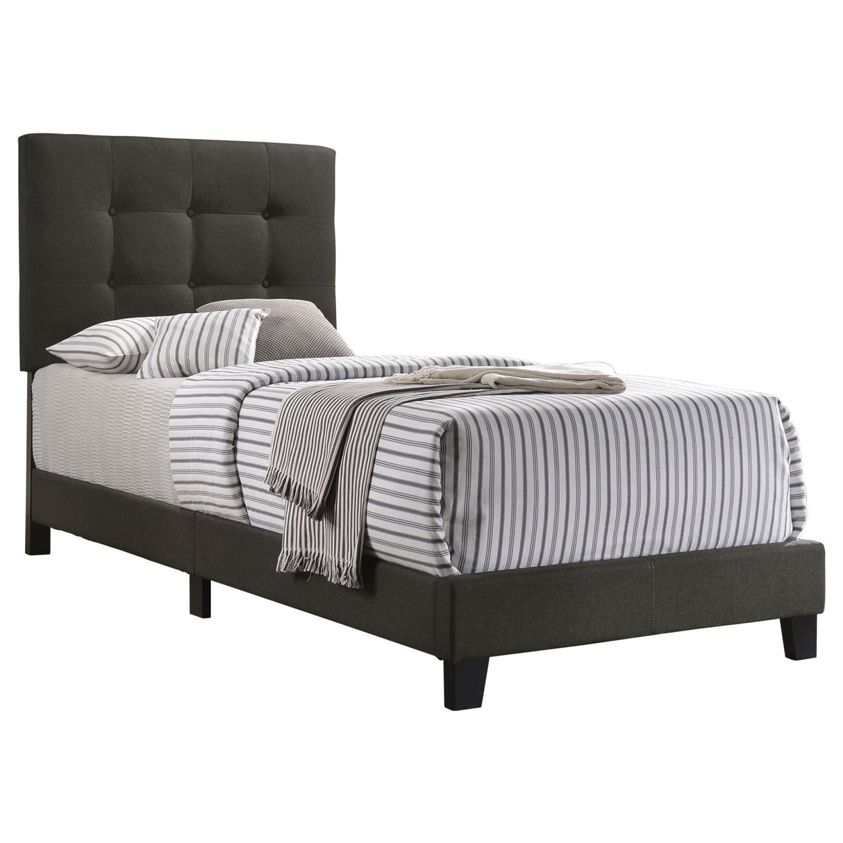 Mapes Tufted Upholstered Twin Bed Charcoal - 305746T - Luna Furniture