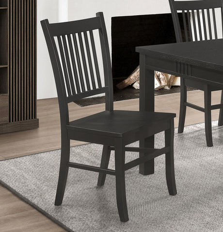 Marbrisa Slat Back Dining Side Chair Matte Black (Set of 2) - 123072 - Luna Furniture