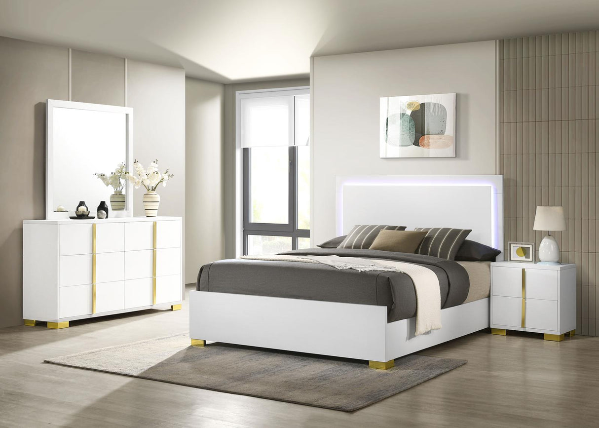 Marceline White 4-Piece LED Queen Bedroom Set from Coaster - Luna Furniture