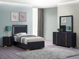 Marceline Black 4-Piece LED Twin Bedroom Set from Coaster - Luna Furniture