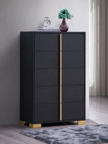 Marceline 5-drawer Chest Black - 222835 - Luna Furniture