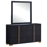 Marceline Black 6-Drawer Dresser with Mirror from Coaster - Luna Furniture