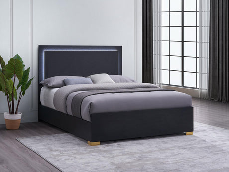 Marceline Queen Bed with LED Headboard Black - 222831Q - Luna Furniture