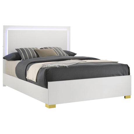 Marceline Queen Bed with LED Headboard White - 222931Q - Luna Furniture