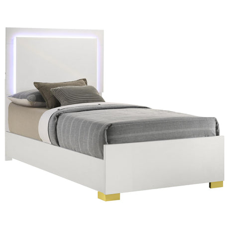 Marceline Twin Bed with LED Headboard White - 222931T - Luna Furniture