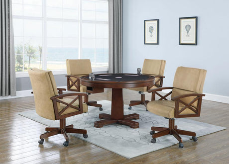 Marietta Round Wooden Game Table Tobacco - 100171 - Luna Furniture