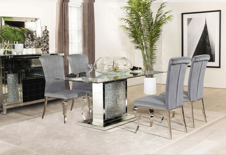 Marilyn 5-piece Rectangular Dining Set Mirror and Grey - 115571N-S5G - Luna Furniture