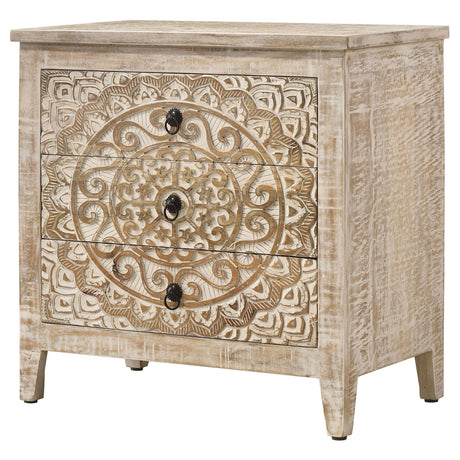Mariska White Distressed 3-Drawer Wooden Accent Cabinet from Coaster - Luna Furniture