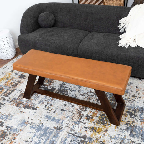 Marley Tan Genuine Leather Bench from Midinmod - Luna Furniture