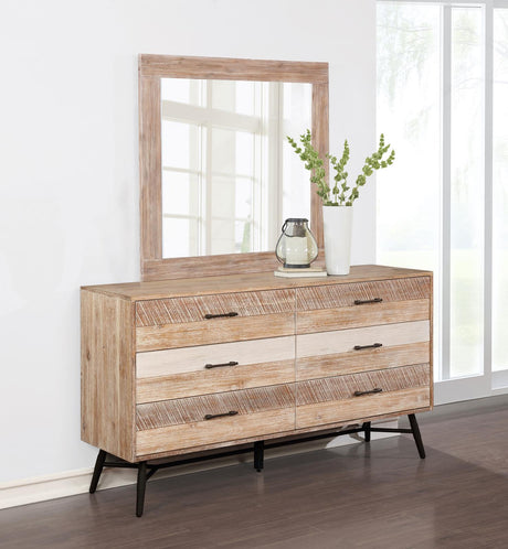 Marlow 6-drawer Dresser with Mirror Rough Sawn Multi - 215763M - Luna Furniture
