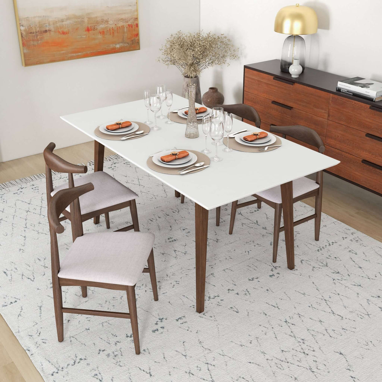 Mary Modern Style Solid Wood Rectangular Dining Kitchen Table White / 47" - AFC00014 - Luna Furniture