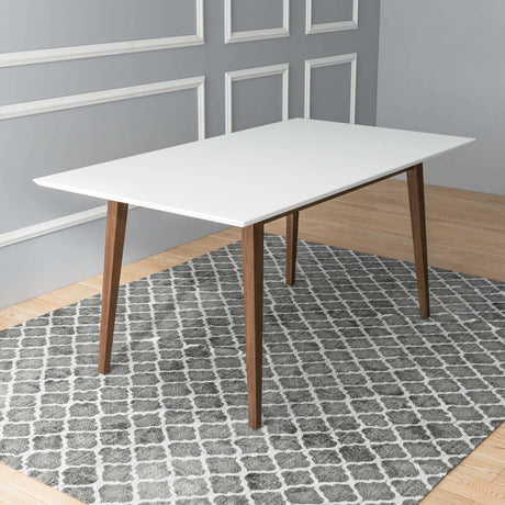 Mary Modern Style Solid Wood Rectangular Dining Kitchen Table White / 63" from Midinmod - Luna Furniture