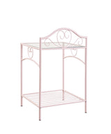 Massi 1-shelf Nightstand with Glass Top Powder Pink - 401152 - Luna Furniture