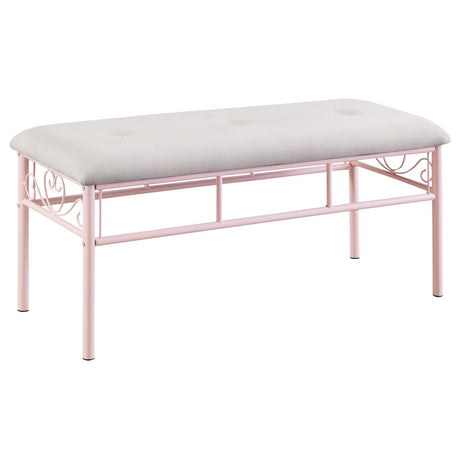 Massi Tufted Upholstered Bench Powder Pink - 401156 - Luna Furniture