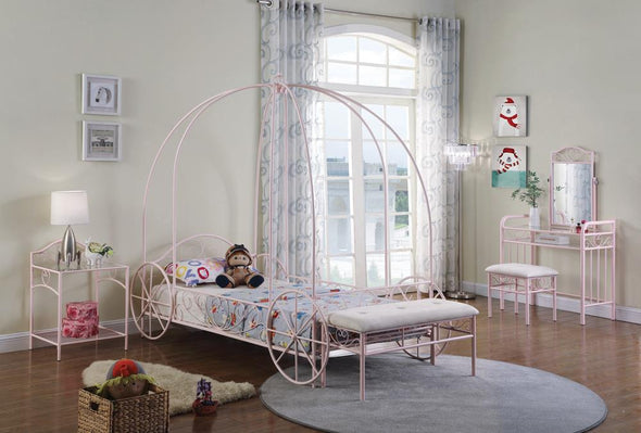 Massi Twin Canopy Bed Powder Pink - 400155T - Luna Furniture