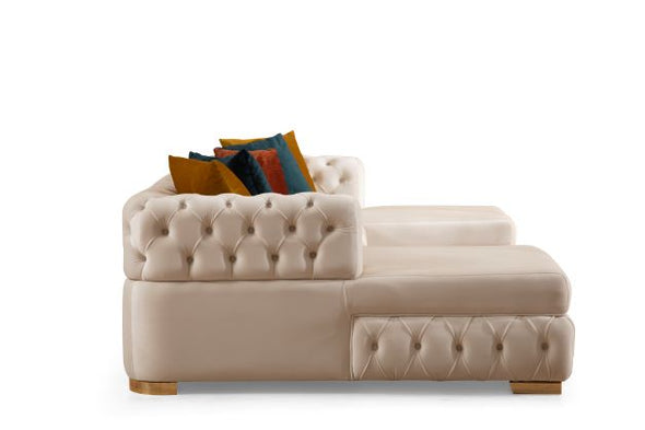 Matilda Ivory Velvet Double Chaise Sectional - MATILDAIVORY-SEC - Luna Furniture