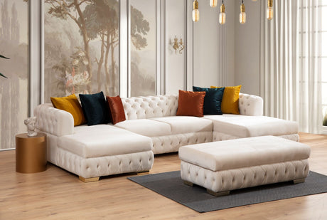 Matilda Ivory Velvet Double Chaise Sectional from Nova Furniture - Luna Furniture