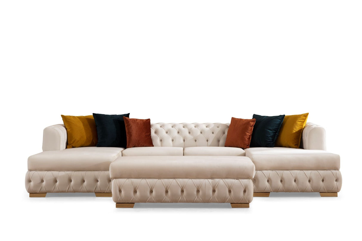 Matilda Ivory Velvet Double Chaise Sectional from Nova Furniture - Luna Furniture