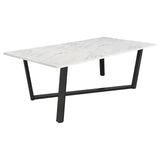Mayer Gunmetal and White Faux Marble Rectangular Dining Table from Coaster - Luna Furniture