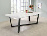 Mayer Rectangular Dining Table Faux White Marble and Gunmetal - 193781 - Luna Furniture