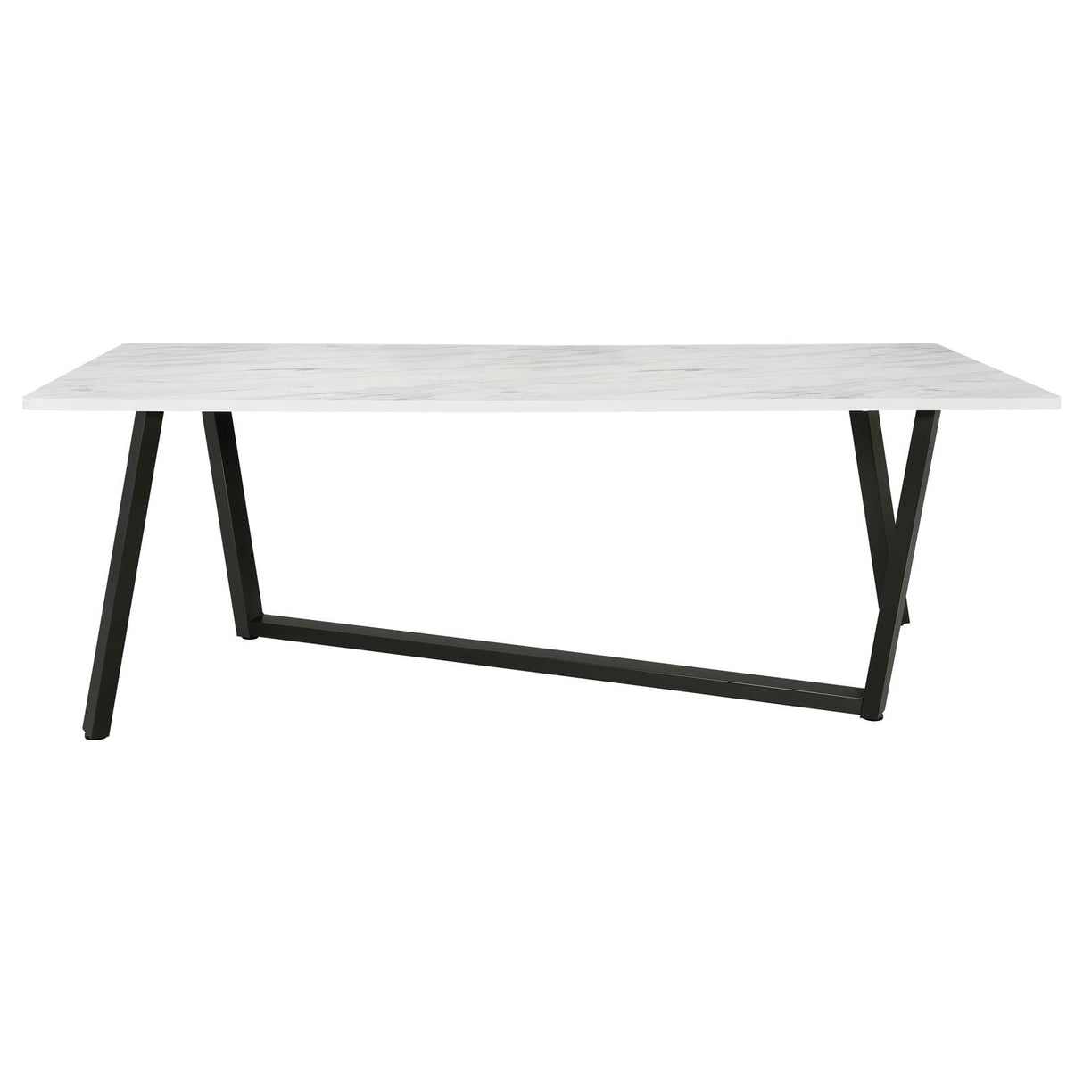 Mayer Gunmetal and White Faux Marble Rectangular Dining Table from Coaster - Luna Furniture