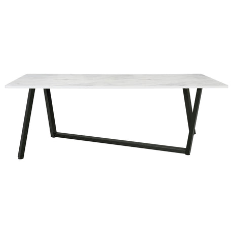Mayer Gunmetal and White Faux Marble Rectangular Dining Table from Coaster - Luna Furniture