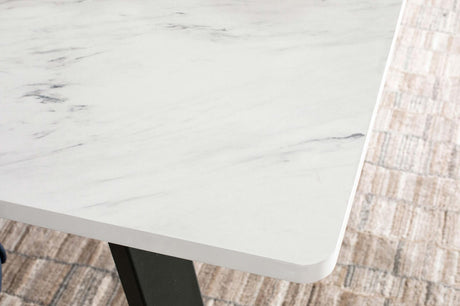Mayer Gunmetal and White Faux Marble Rectangular Dining Table from Coaster - Luna Furniture