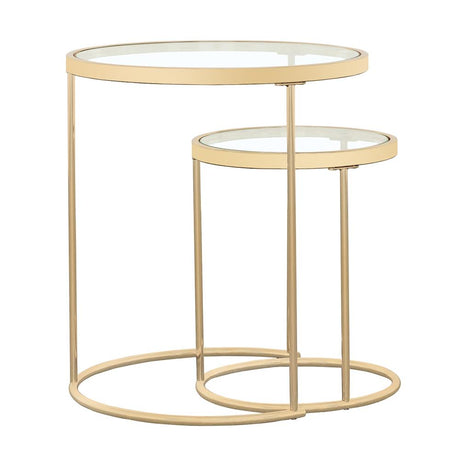Maylin 2-piece Round Glass Top Nesting Tables Gold - 935936 - Luna Furniture