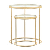 Maylin Gold 2-Piece Round Glass Top Nesting Tables from Coaster - Luna Furniture