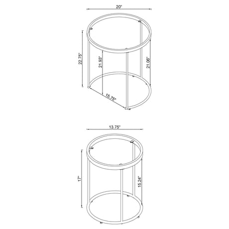 Maylin Gold 2-Piece Round Glass Top Nesting Tables from Coaster - Luna Furniture