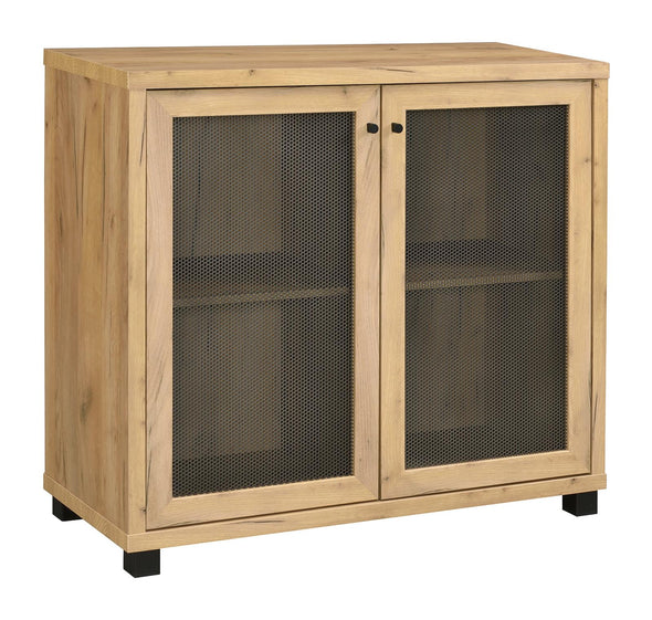McHale Accent Cabinet with Two Mesh Doors Golden Oak - 951056 - Luna Furniture
