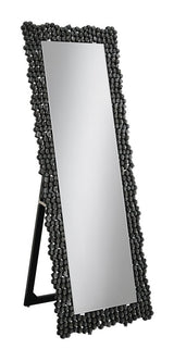 McKay Silver and Smoky Gray Textural Frame Cheval Floor Mirror from Coaster - Luna Furniture