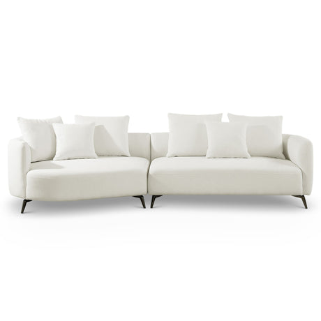 McKenzie Mid-century Modern Boucle Sectional Sofa Ivory / Left - AFC01861 - Luna Furniture