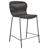 McKinley Brown and Sandy Black Upholstered Counter Height Stools with Footrest, Set of 2 from Coaster - Luna Furniture