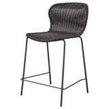 McKinley Brown and Sandy Black Upholstered Counter Height Stools with Footrest, Set of 2 from Coaster - Luna Furniture