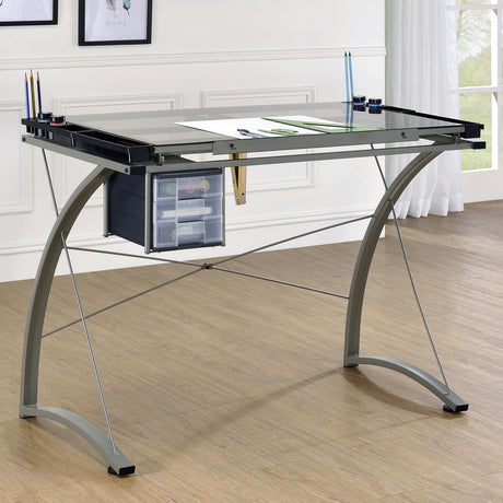 Melo Champagne 3-Drawer Drafting Desk from Coaster - Luna Furniture