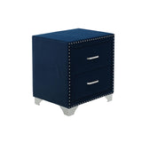 Melody Pacific Blue Upholstered 2-Drawer Nightstand from Coaster - Luna Furniture