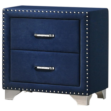 Melody Pacific Blue Upholstered 2-Drawer Nightstand from Coaster - Luna Furniture