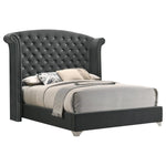 Melody Eastern King Wingback Upholstered Bed Grey - 223381KE - Luna Furniture