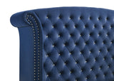 Melody Pacific Blue Upholstered Wingback Eastern King Bed from Coaster - Luna Furniture