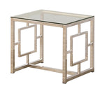 Merced Square Tempered Glass Top End Table Nickel - 703737 - Luna Furniture
