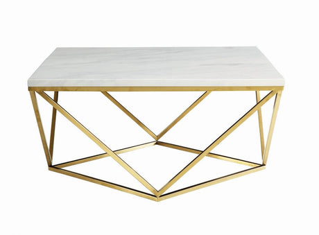 Meryl White and Gold Square Coffee Table from Coaster - Luna Furniture