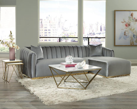Meryl White and Gold Square Coffee Table from Coaster - Luna Furniture